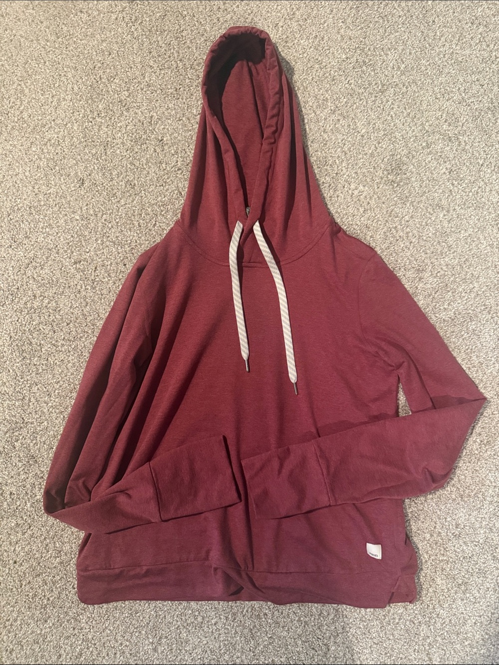 Vuori Women's Maroon Hooded Sweatshirt with Contrast Drawcord